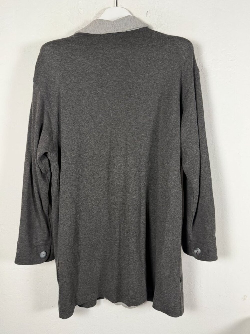 Staples Womens Heather Gray Button-Up Cardigan Sweater Large Lightweight Casual - Picture 2 of 9